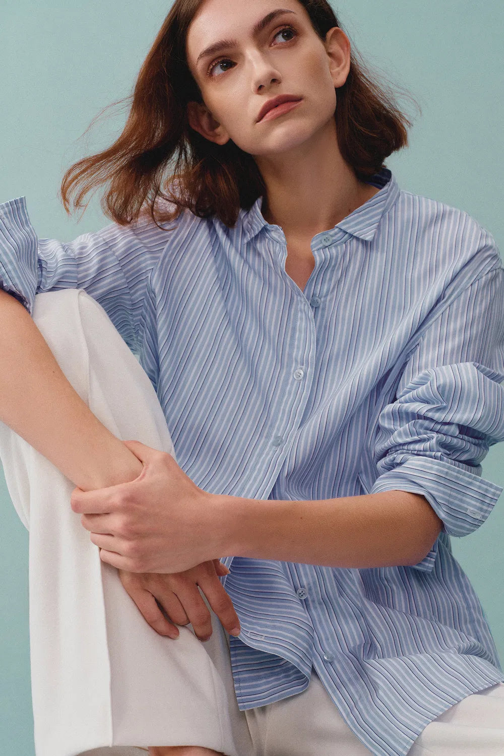 Lydia Wrinkle Resistant Striped Shirt in Cotton Poplin