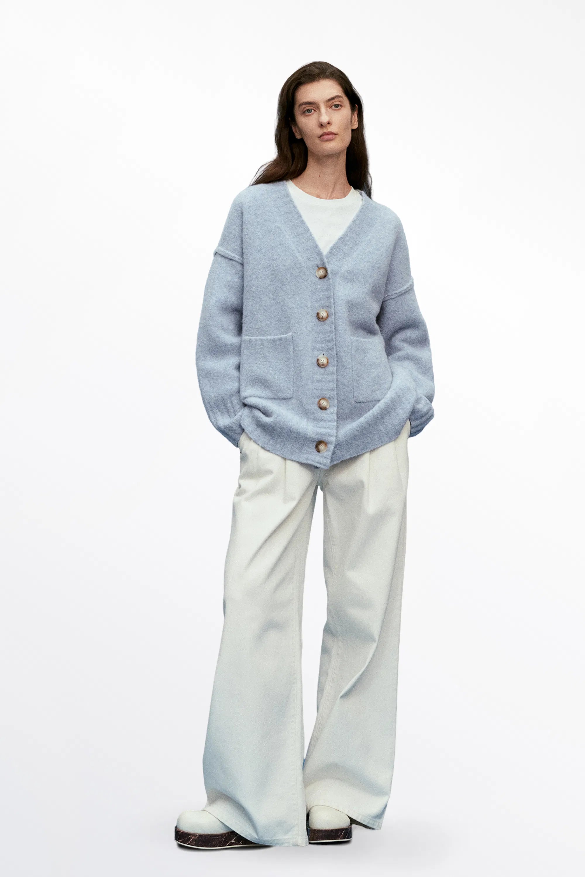 Hiroko Oversized Knit Cardigan in Wool Bouclé