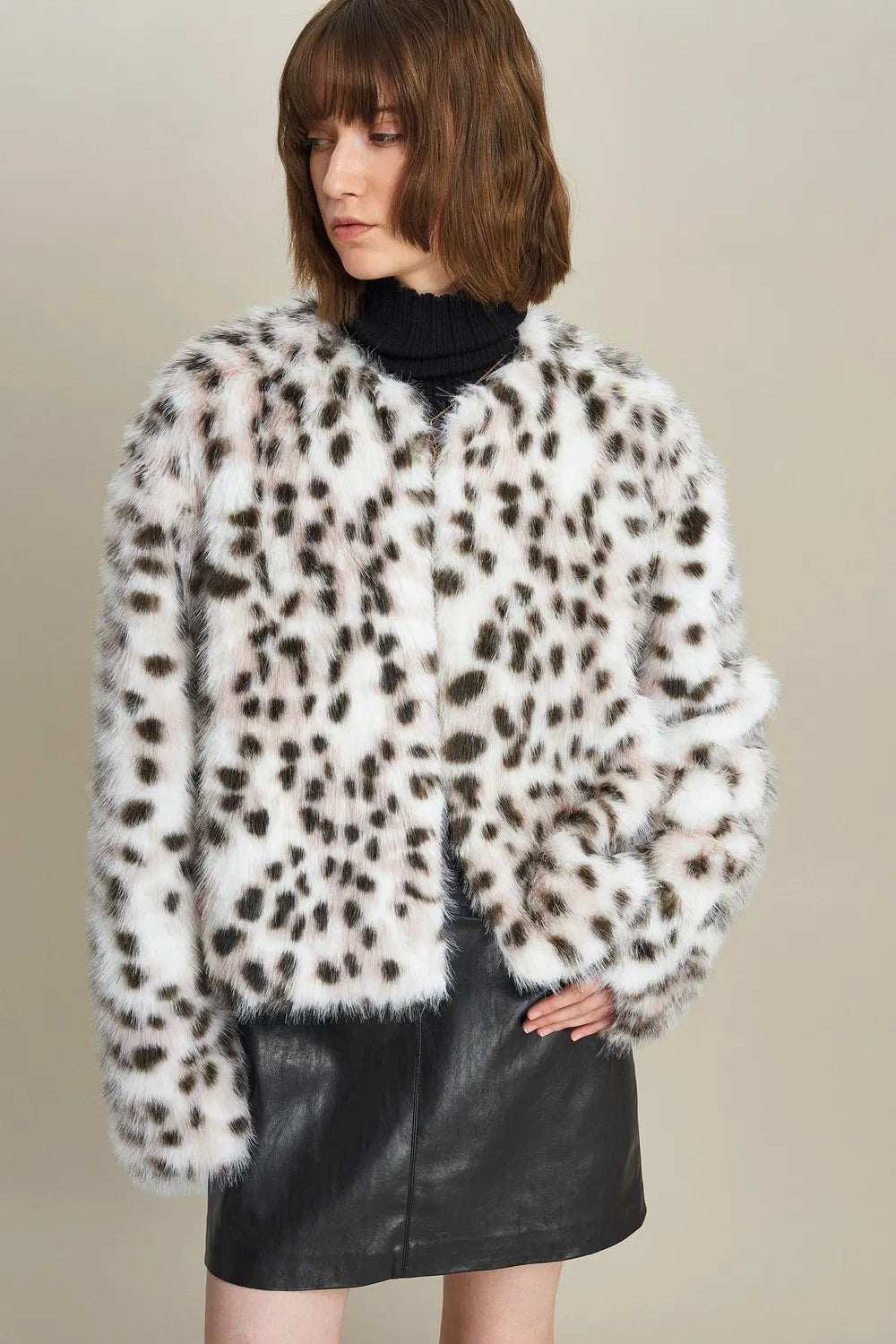 Lucrezia Snow Leopard Coat in Premium Faux Fur