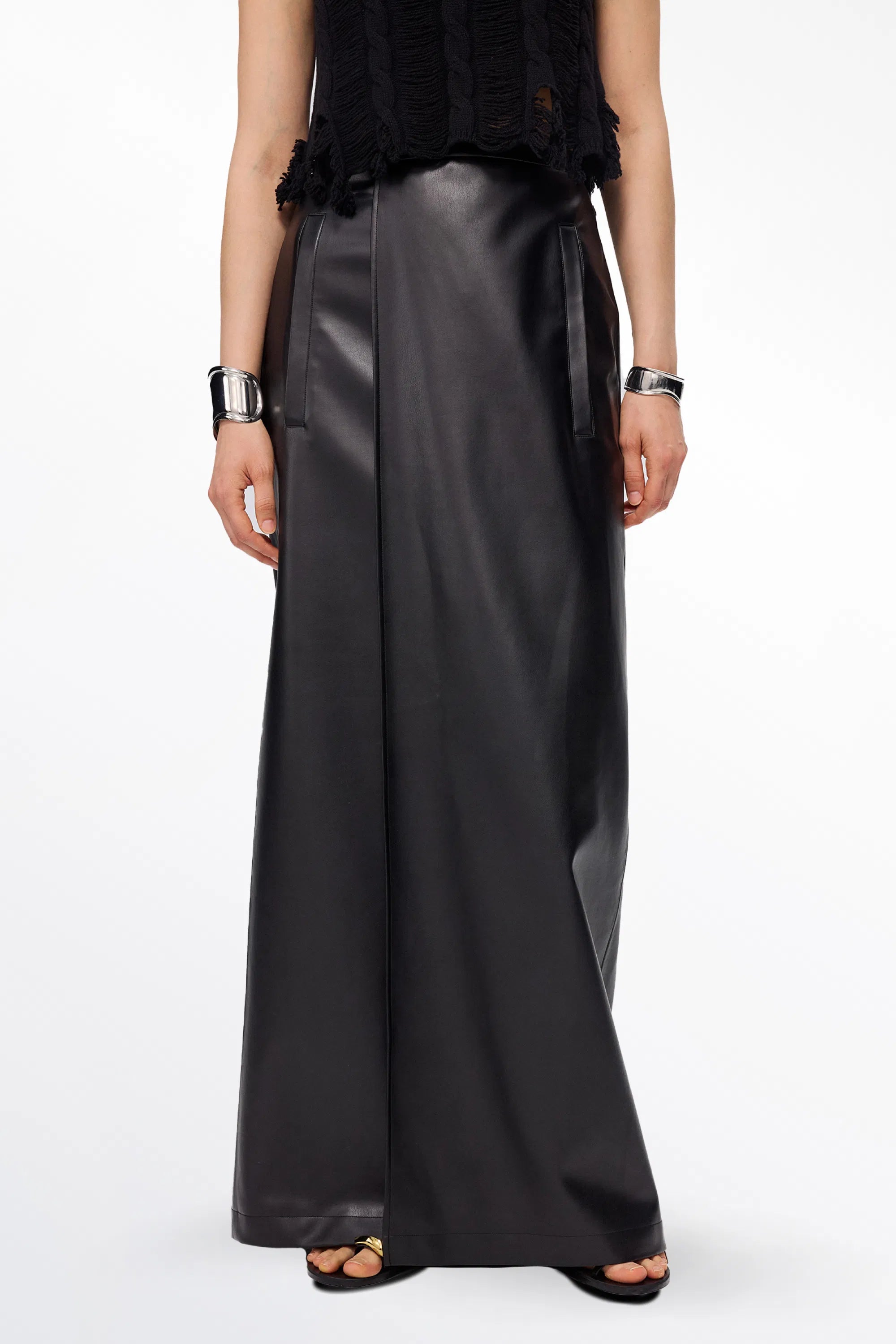 Wentworth Pencil Midi Skirt in Protein Leather