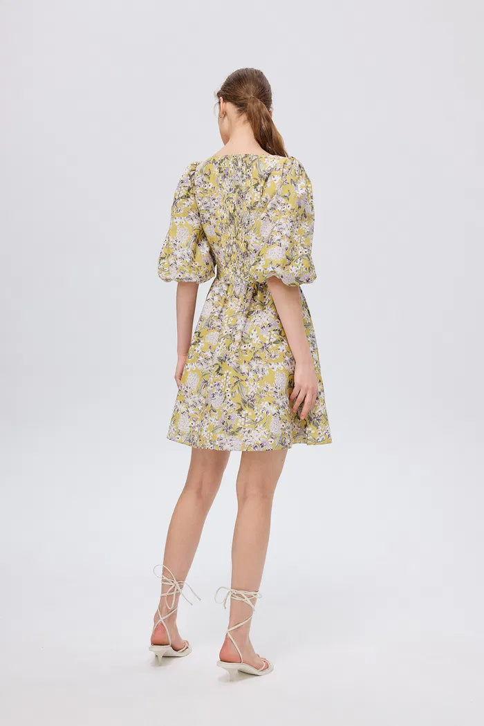 Hyacinth Floral Mini Dress in Mulberry Silk Blend