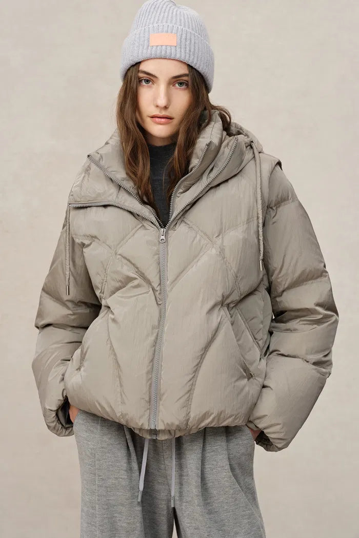 Bessy Cropped Two-Piece Puffer Set in Water-Repellent Fabric