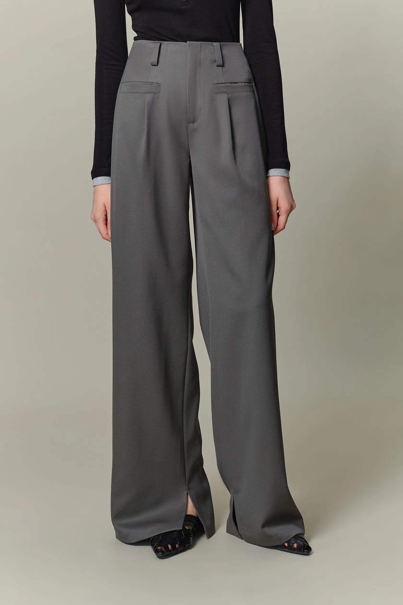 Brydie Straight-Leg Trousers in Sheep Wool