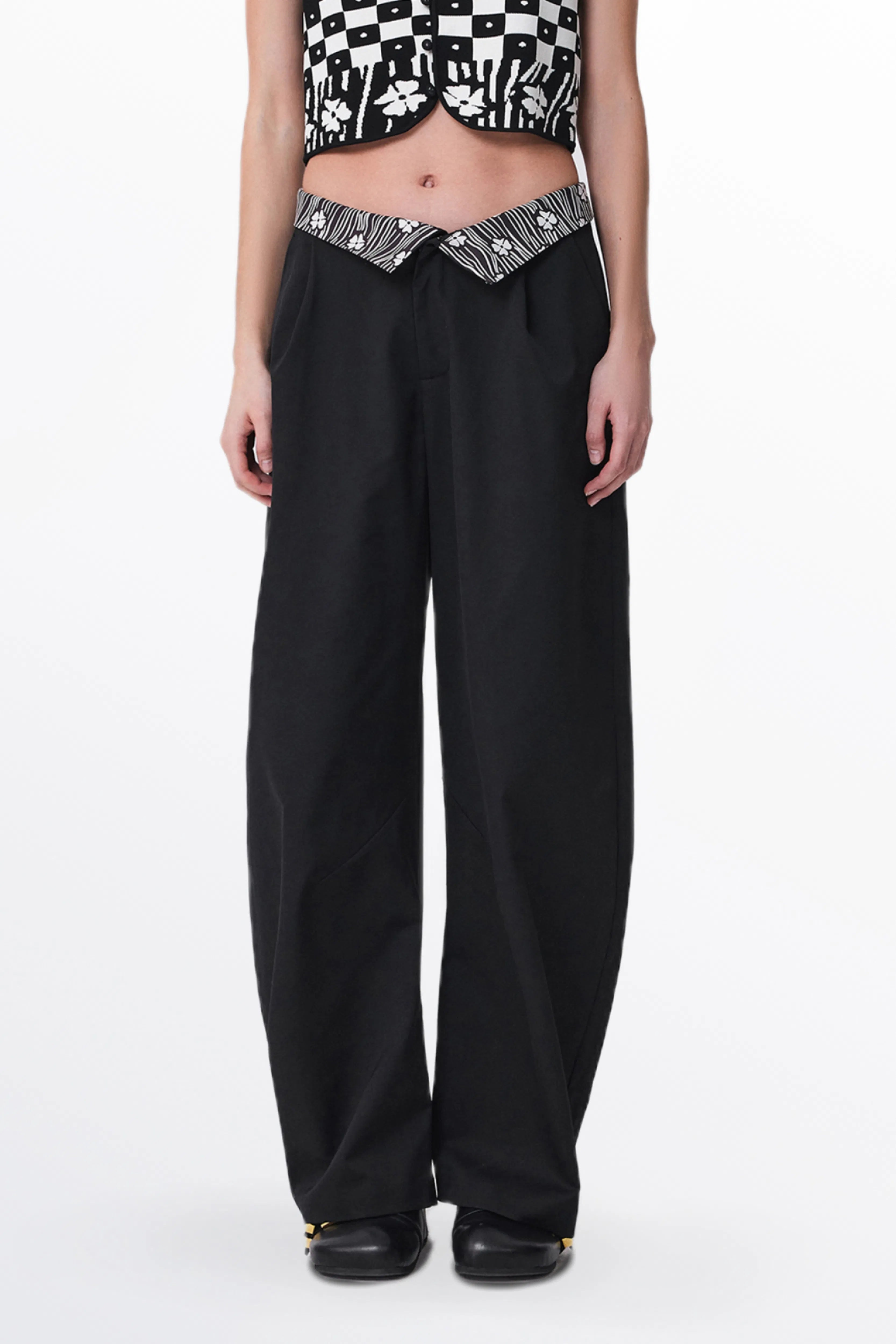 Bay Printed Barrel Leg Pants in Cotton Blend