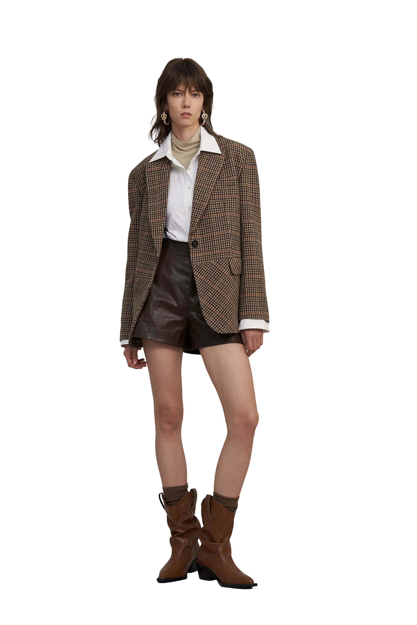 Meare Plaid Blazer in Merino Wool Houndstooth