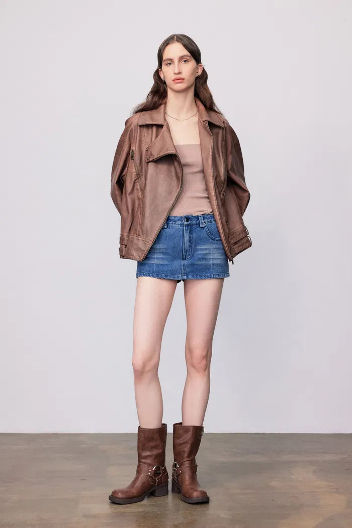 Terra Vintage Brown Leather Jacket in Vegan Leather