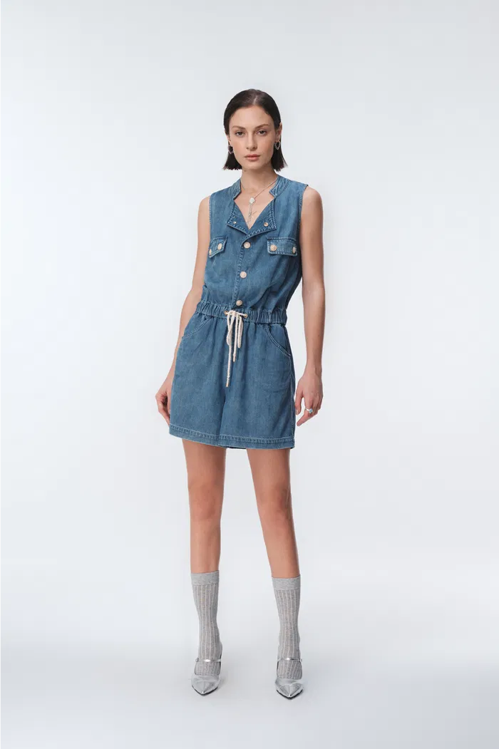 Liu Playsuit in Cotton Modal Denim