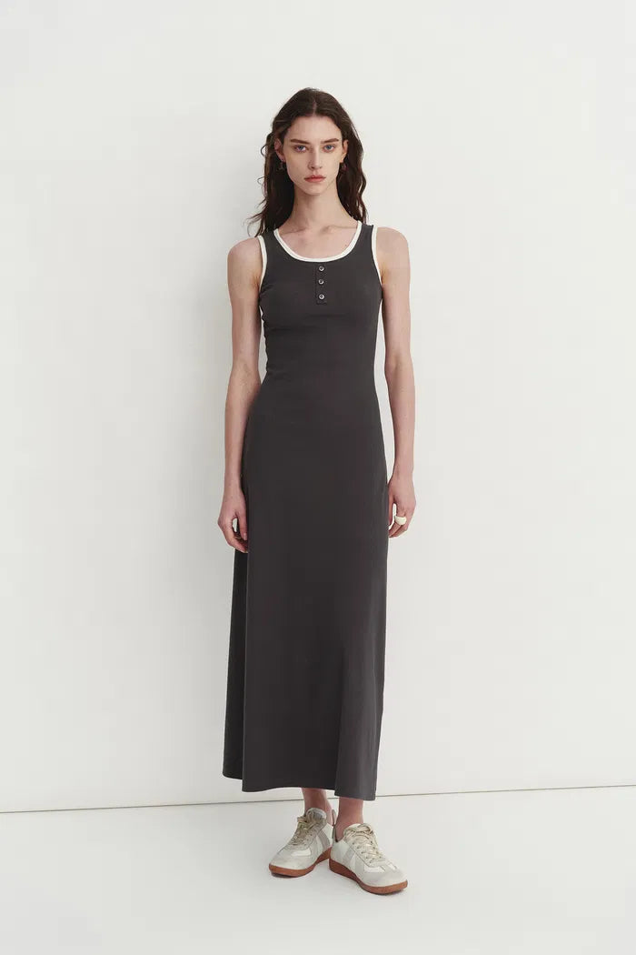 Rhea Layered Dress in Ribbed Cotton Knit