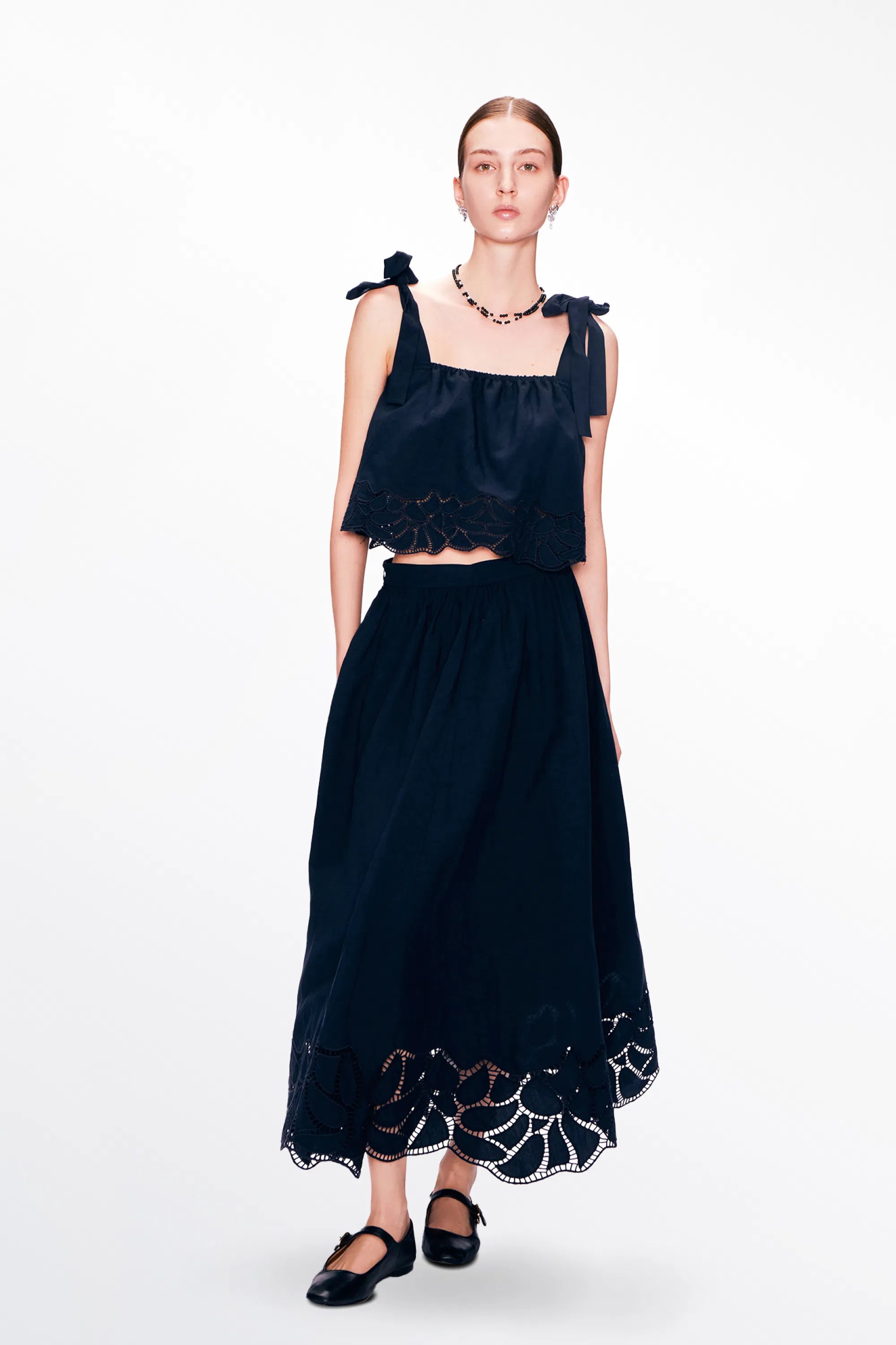 Sofia Embroidery Sleeveless Top and Skirt Set