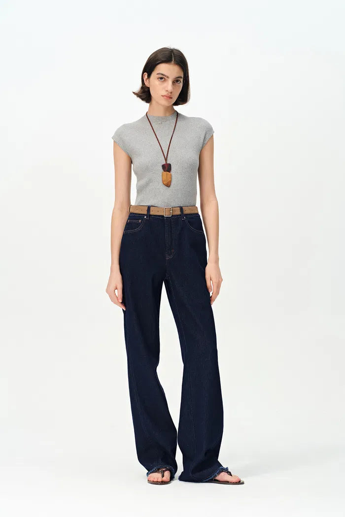 Cici Straight Leg Jeans in Raw Lyocell Denim