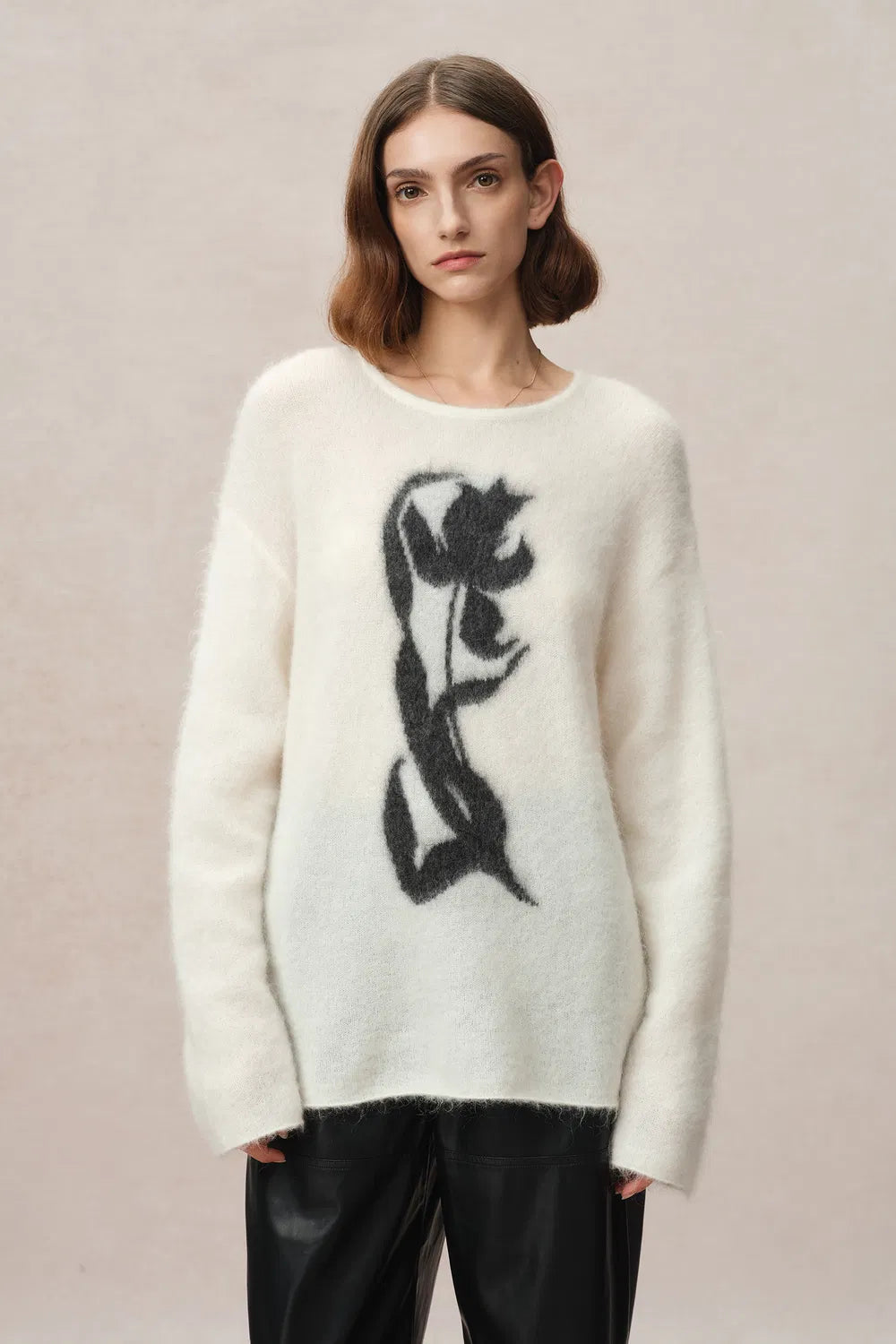 Pavane Hand Drawen Tulip Sweater in Mohair Wool Knit