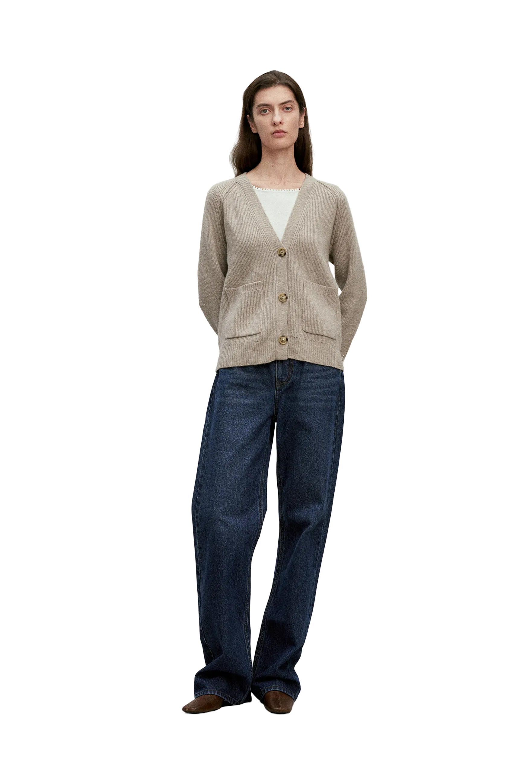 Sofia Double Pocket Cardigan in Merino-Cashmere Knit