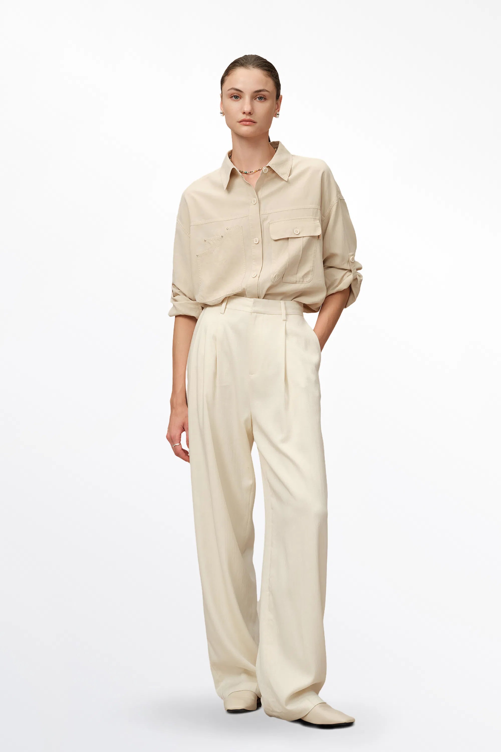 Hazo Utility Blouse in Tencel-Linen Blend