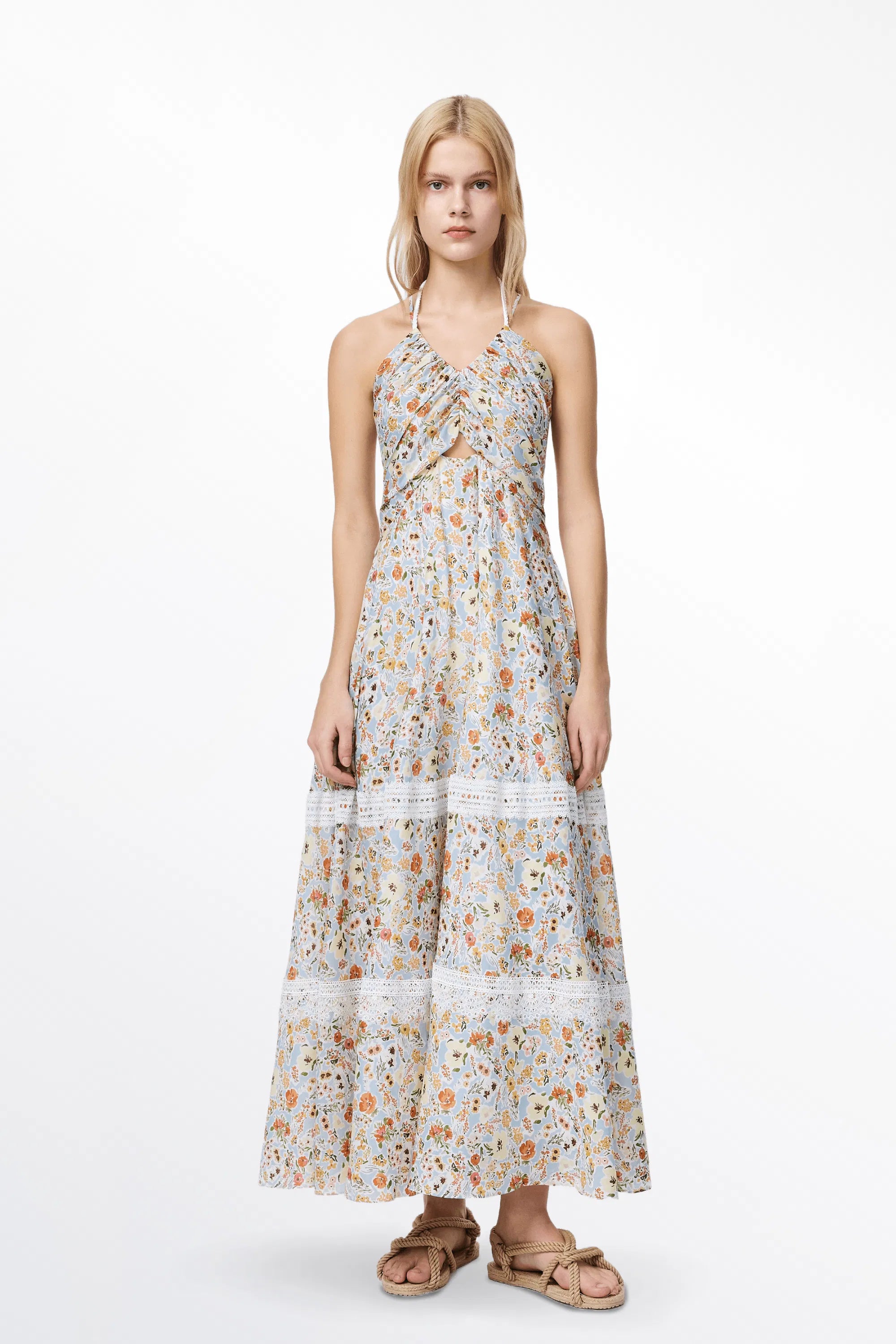 Sijia Flora Lace Dress in Tencel Linen