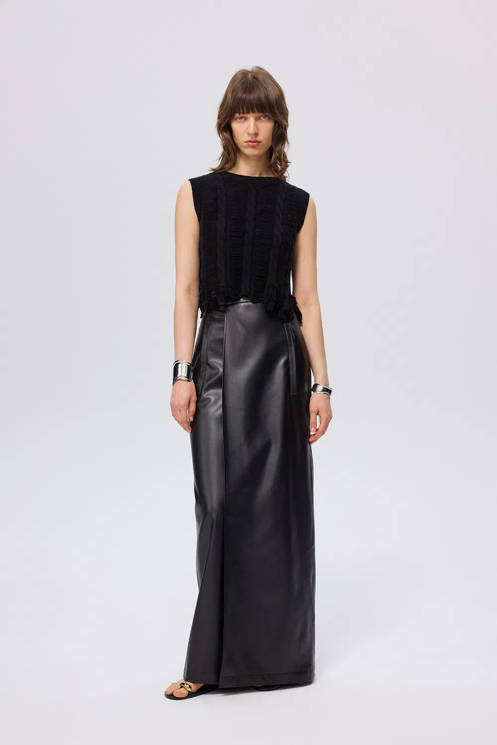 Wentworth Pencil Midi Skirt in Protein Leather