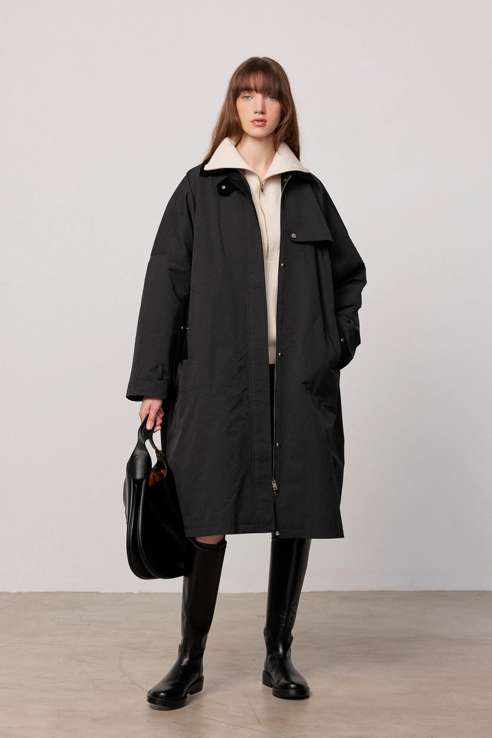 Almanarre Corduroy Paneled Quilted Trench Coat